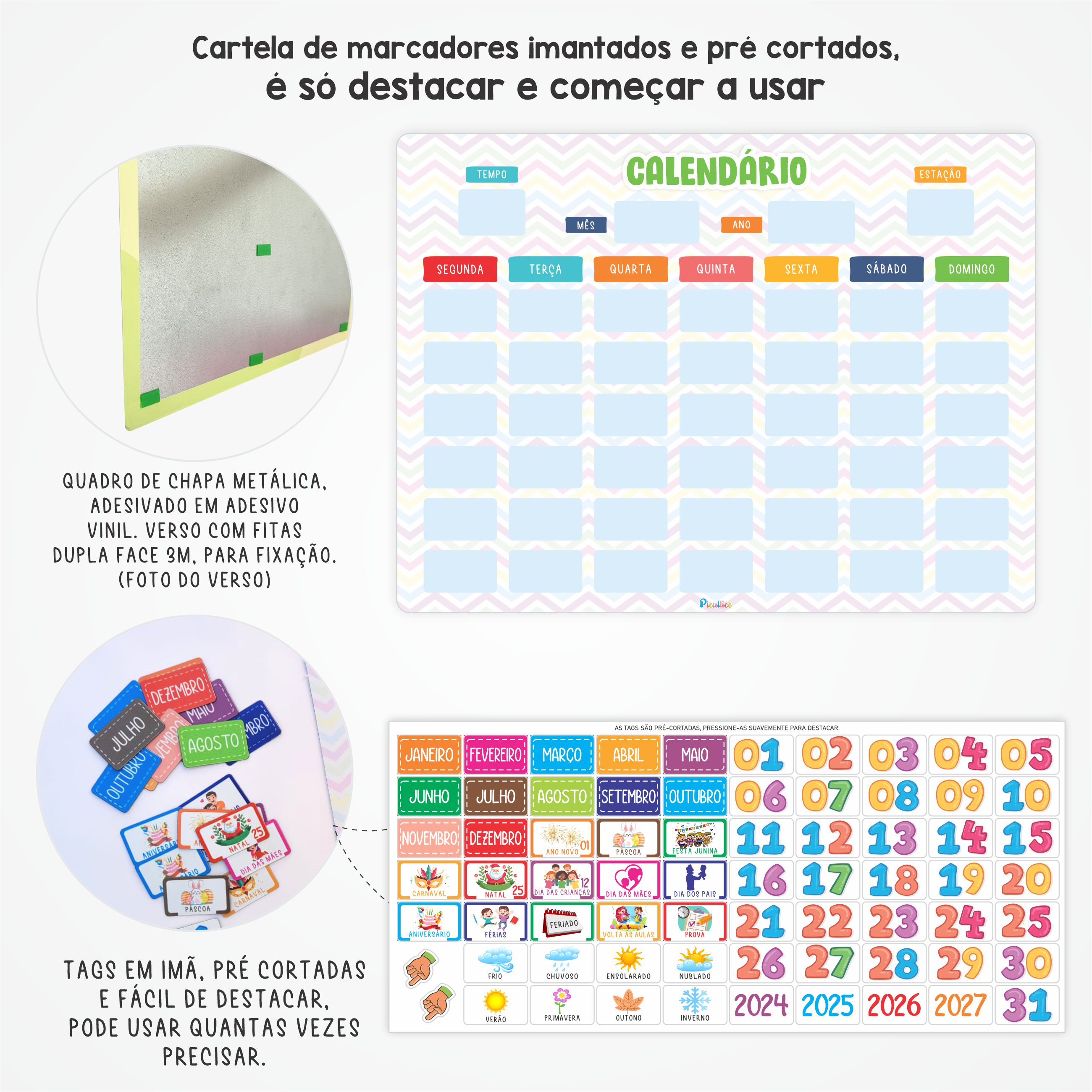 Kit Quadros Educativos Minha Rotina CalendÁrio Interativo Para