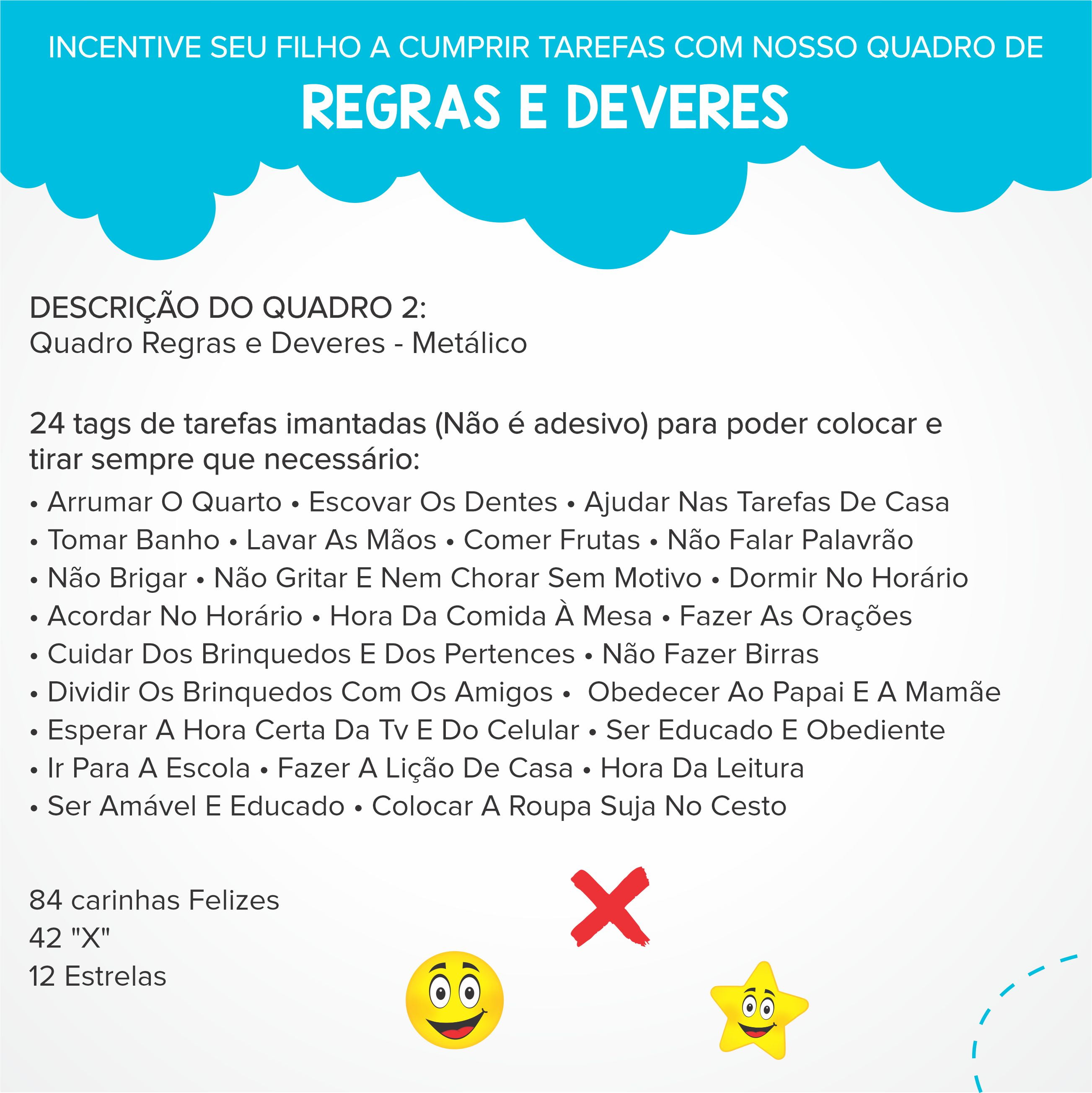 KIT QUADROS EDUCATIVOS ROTINA DIÁRIA + INCENTIVO REGRAS - METÁLICO PARA  PAREDE - Picullico - Criatividades para Pais e Filhos