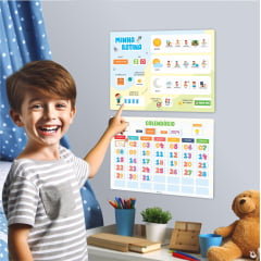 KIT QUADROS EDUCATIVOS - MINHA ROTINA + CALENDÁRIO INTERATIVO - PARA PAREDE - Cópia (1)